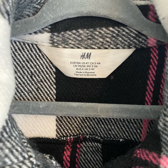 H&M Kids Plaid Jacket - Black, White, Pink - Picture 2 of 3